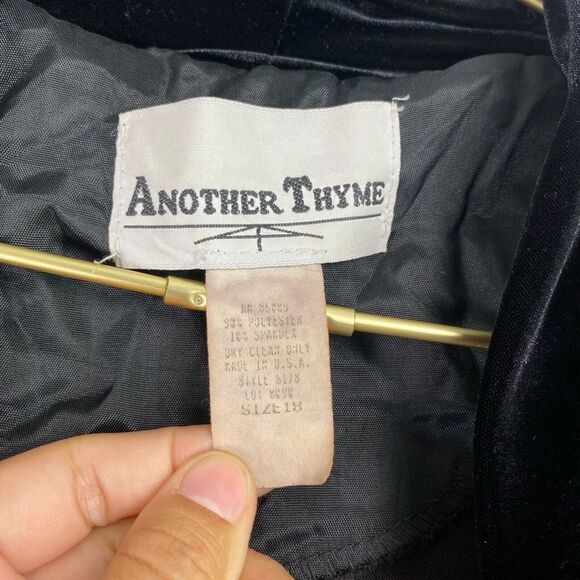 Another Thyme Vintage Open Front Velvet CardiJacket Women's 18 Black Cuffed 551 - Picture 4 of 7